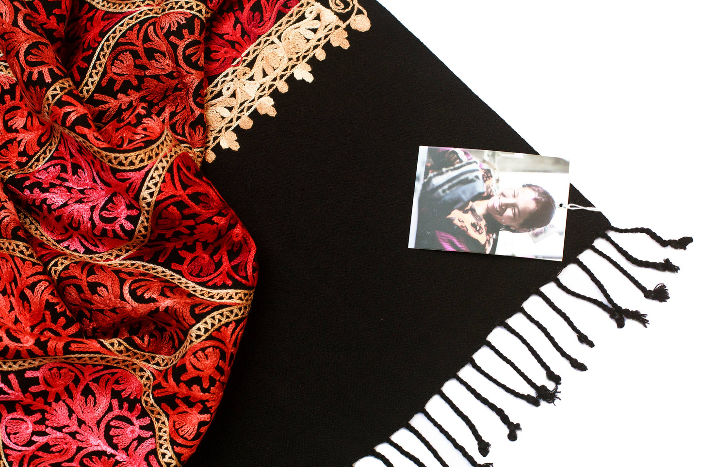 Floral Embroidered Wool Shawl