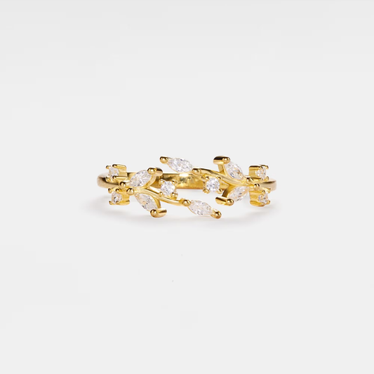 Olive Tree Leaf Branch Bypass Ring