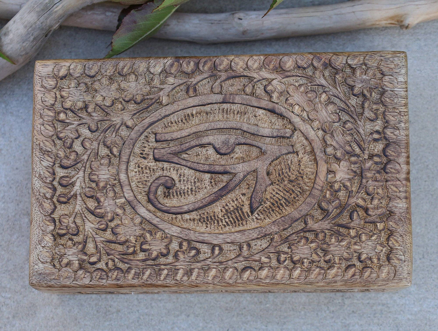 Egyptian Eye of Horus Hand Carved Jewelry Trinket Keepsake W