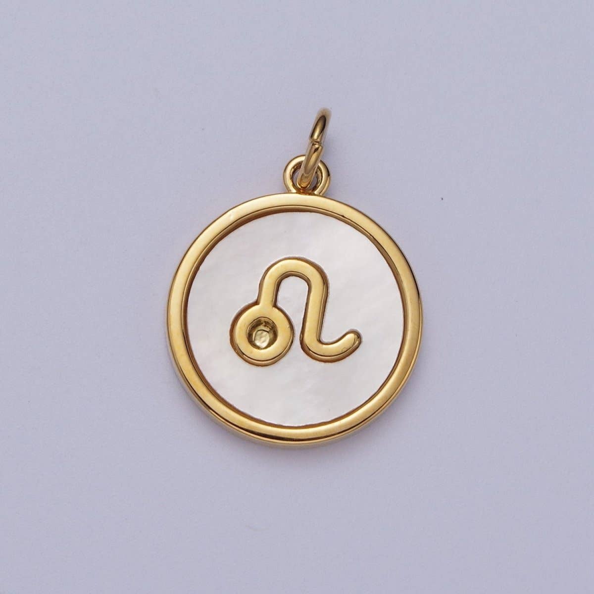 24K Gold Filled Zodiac Signs Shell Pearl Round Coin Charm Astrology Jewelry Making | A-A1367-A-A1372