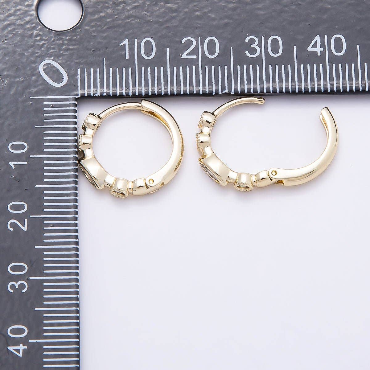 16K Gold Filled 17mm Marquise Round CZ Bezel Cartilage Huggie Earrings | Earrings-00431