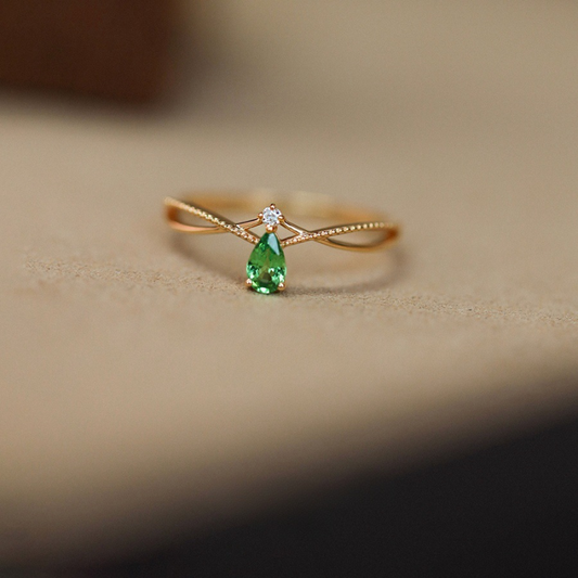 Green Gemstone Tiara Stacking Ring