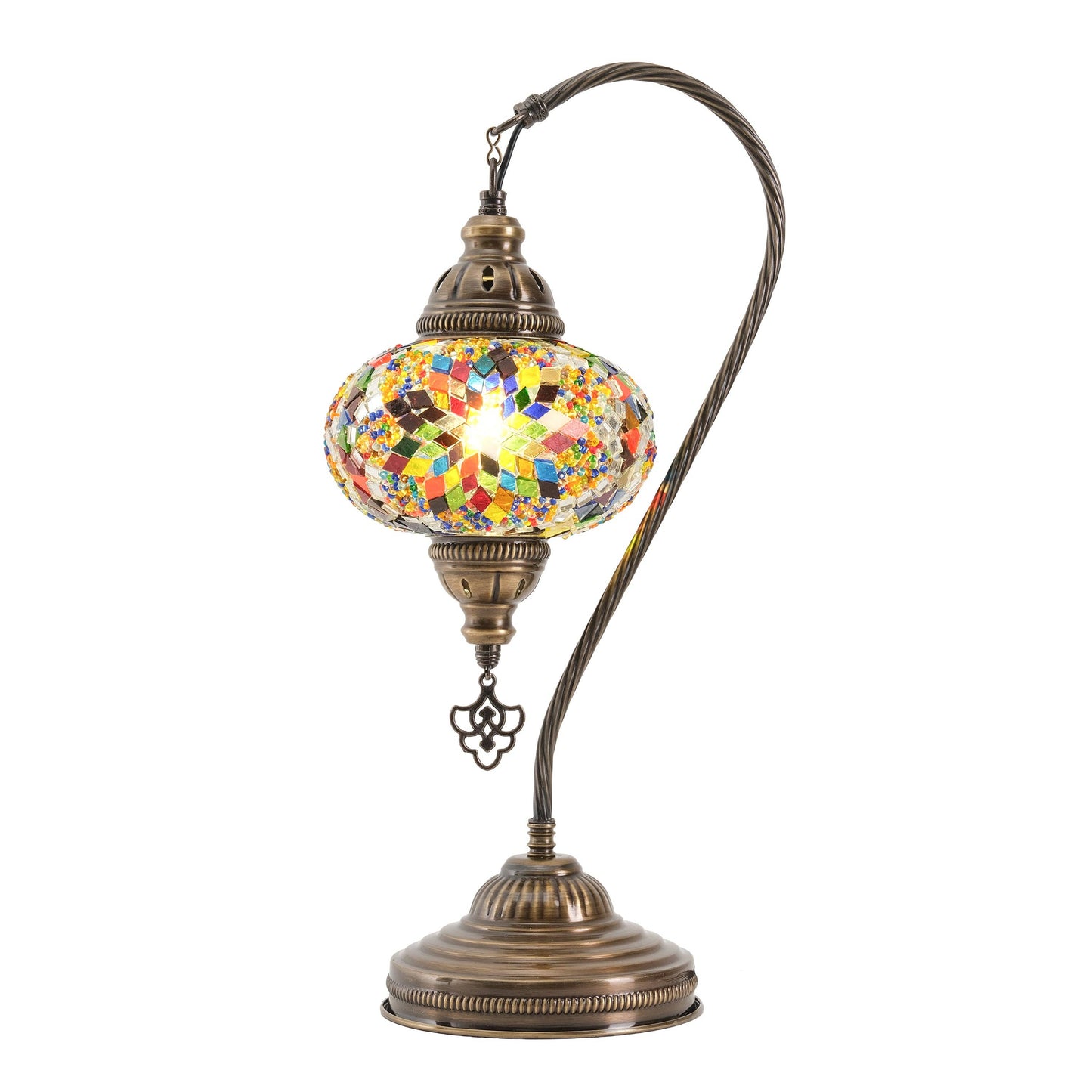 Handmade Turkish Mosaic Swan Table Lamp Multicolor