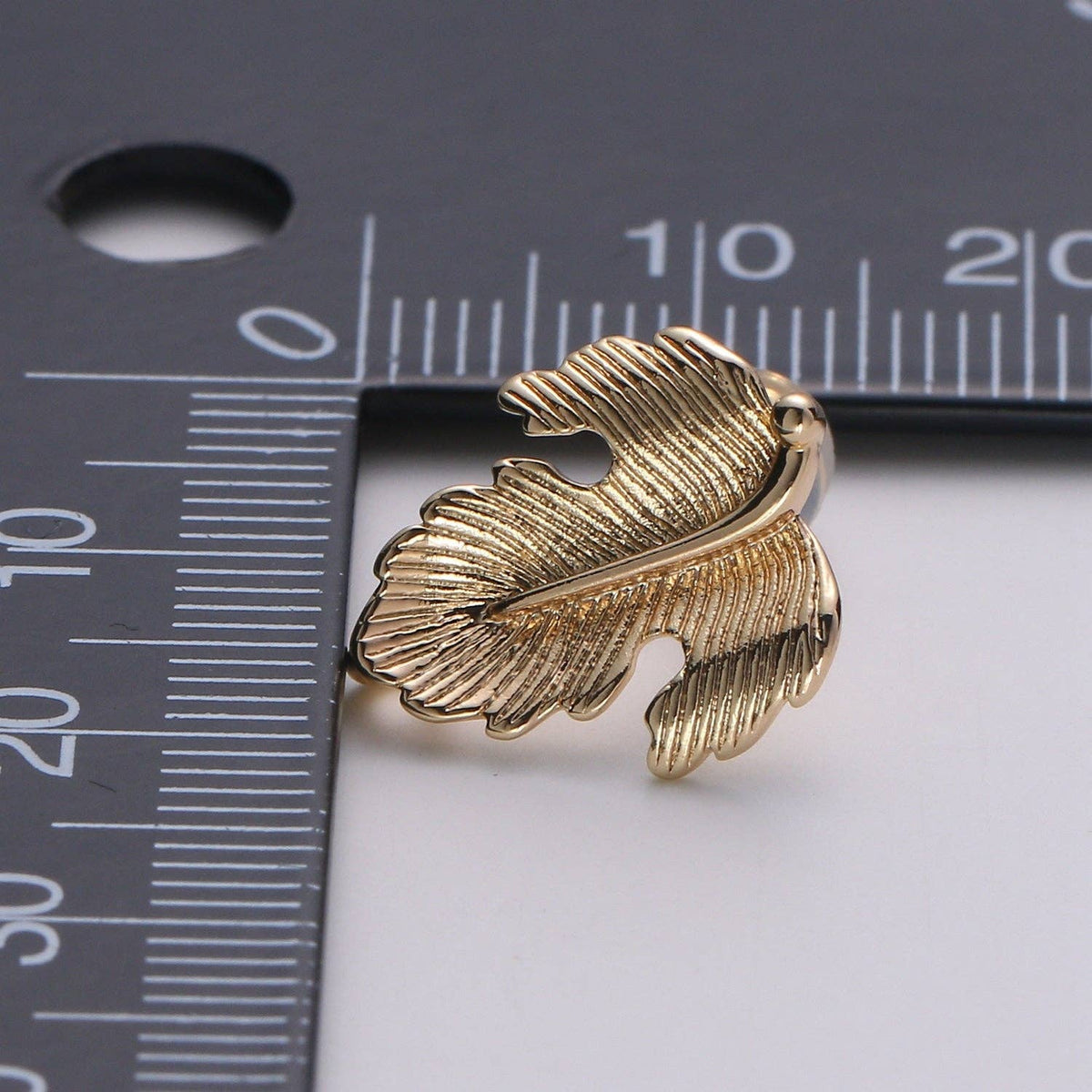 1 Pair Golden Leaf Gold Filled Studs - L015