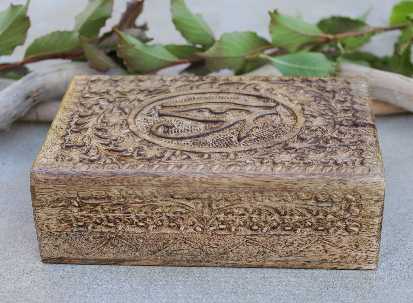 Egyptian Eye of Horus Hand Carved Jewelry Trinket Keepsake W