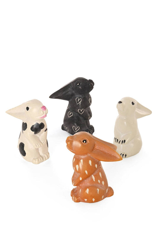 Set of Four Mini Soapstone Bunnies