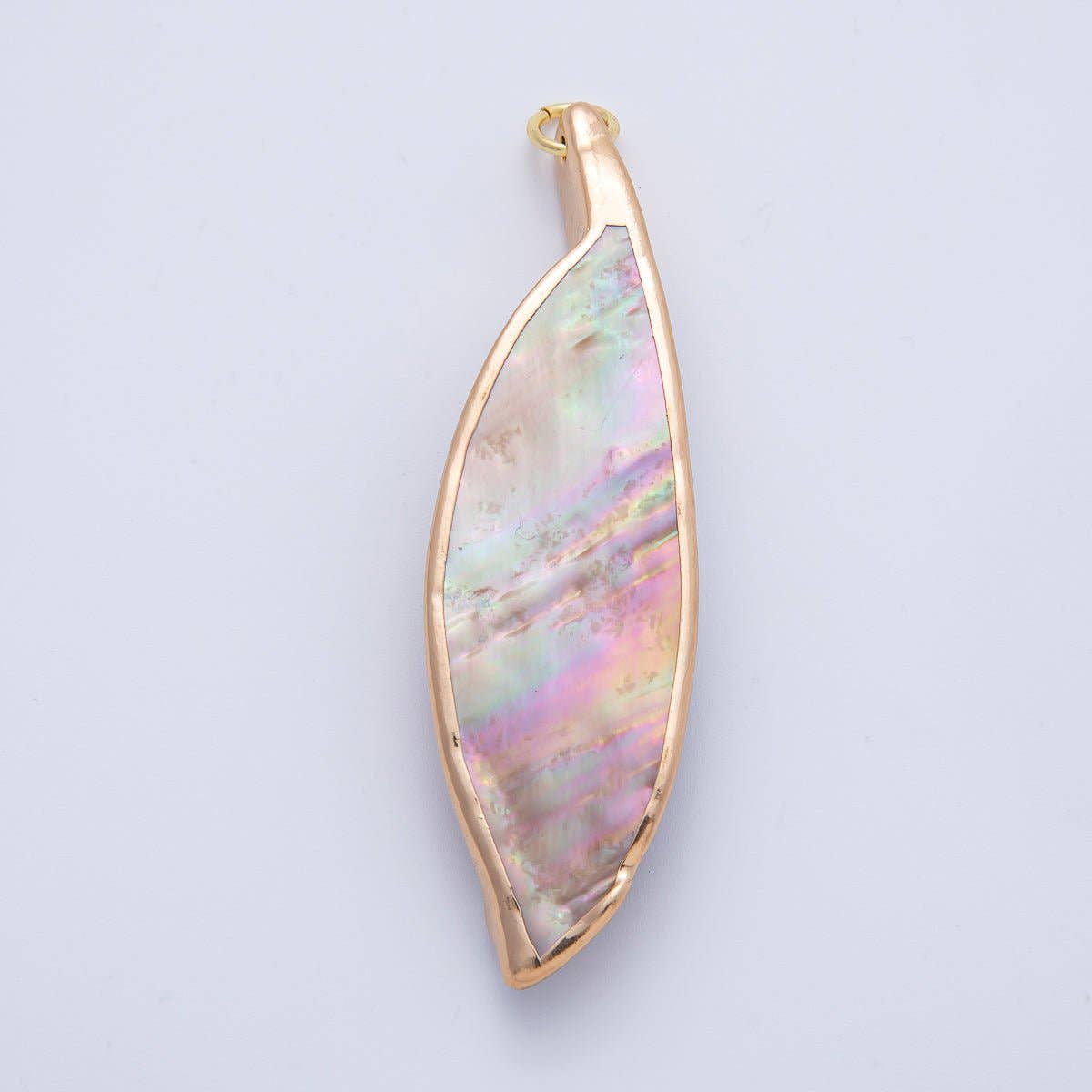 18K Gold Filled 67mm Mother of Pearl Curved Geometric Pendant | AK063