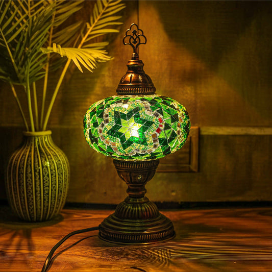 Handmade Turkish Mosaic Table Lamp Green