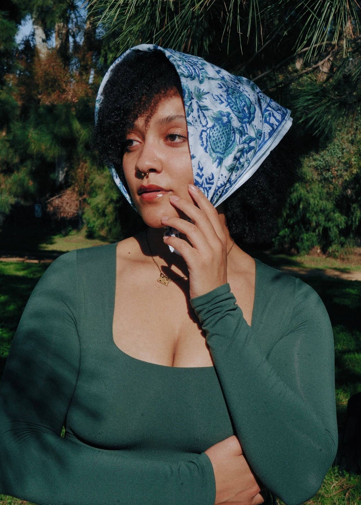 Mykonos - Block Printed Cotton Bandana (KK1558)