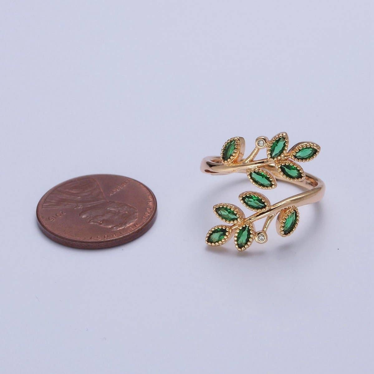 JRI, GF Olive Leaf CZ Ring, Adj