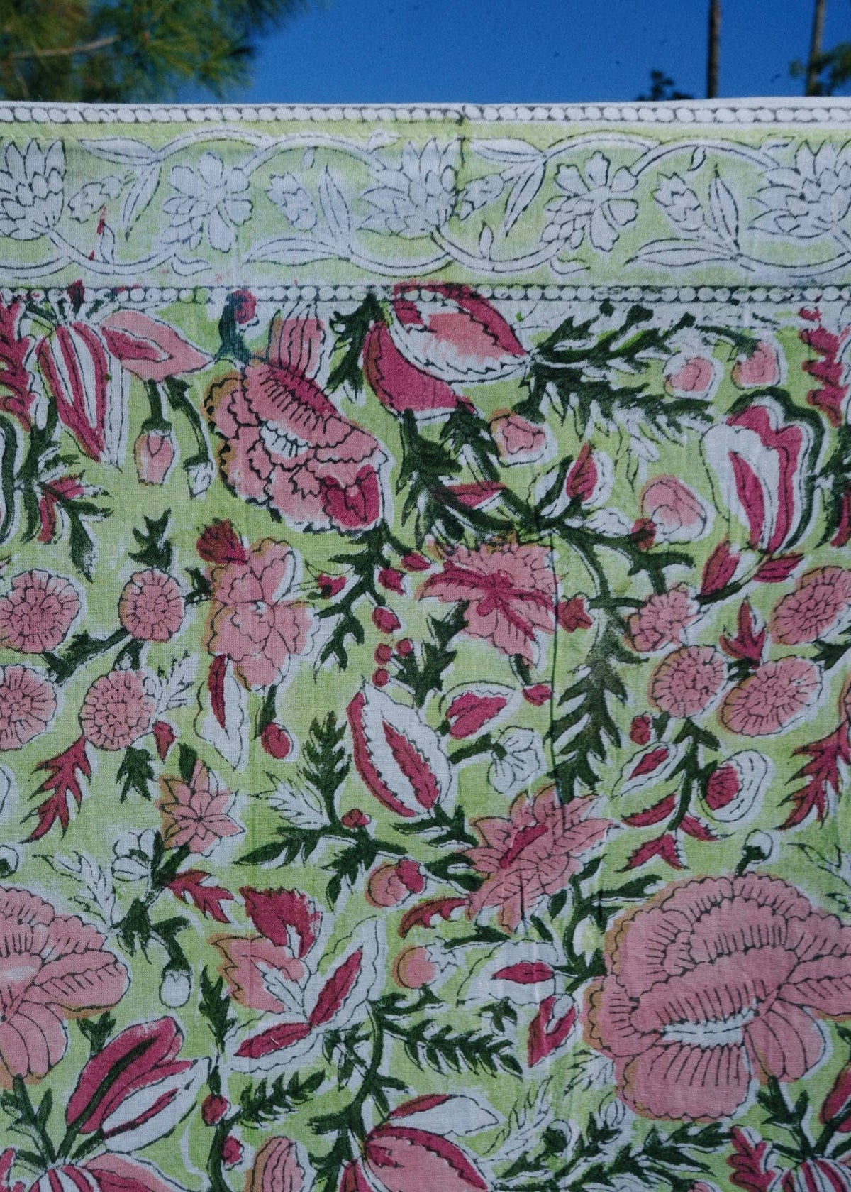 Spring Rose Garden - Block Printed Cotton Bandana (KK1556)