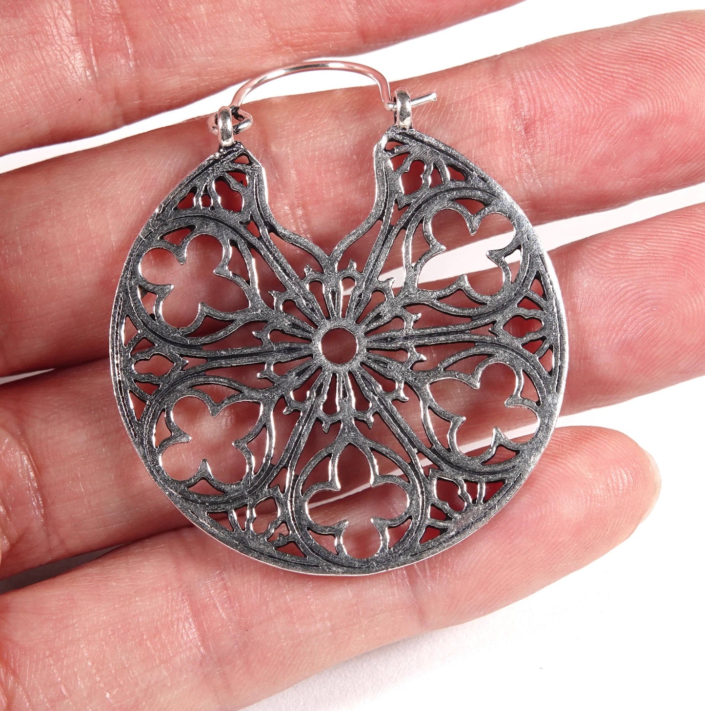 Circular floral pattern Earrings of Golden and Silver Color