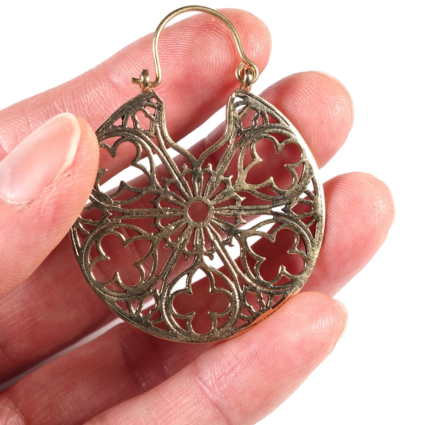 Circular floral pattern Earrings of Golden and Silver Color