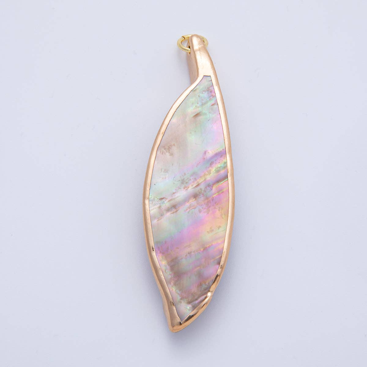 18K Gold Filled 67mm Mother of Pearl Curved Geometric Pendant | AK063