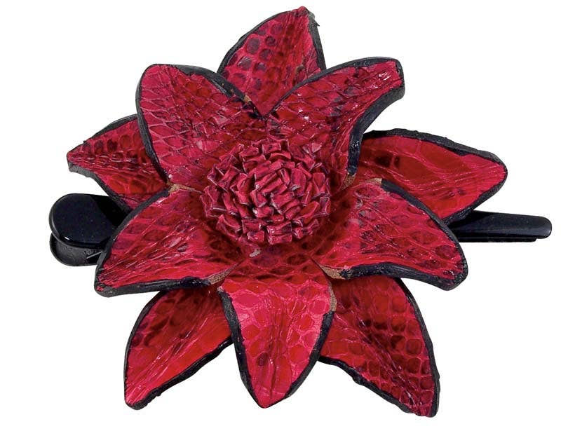Leather Flower Hairclips