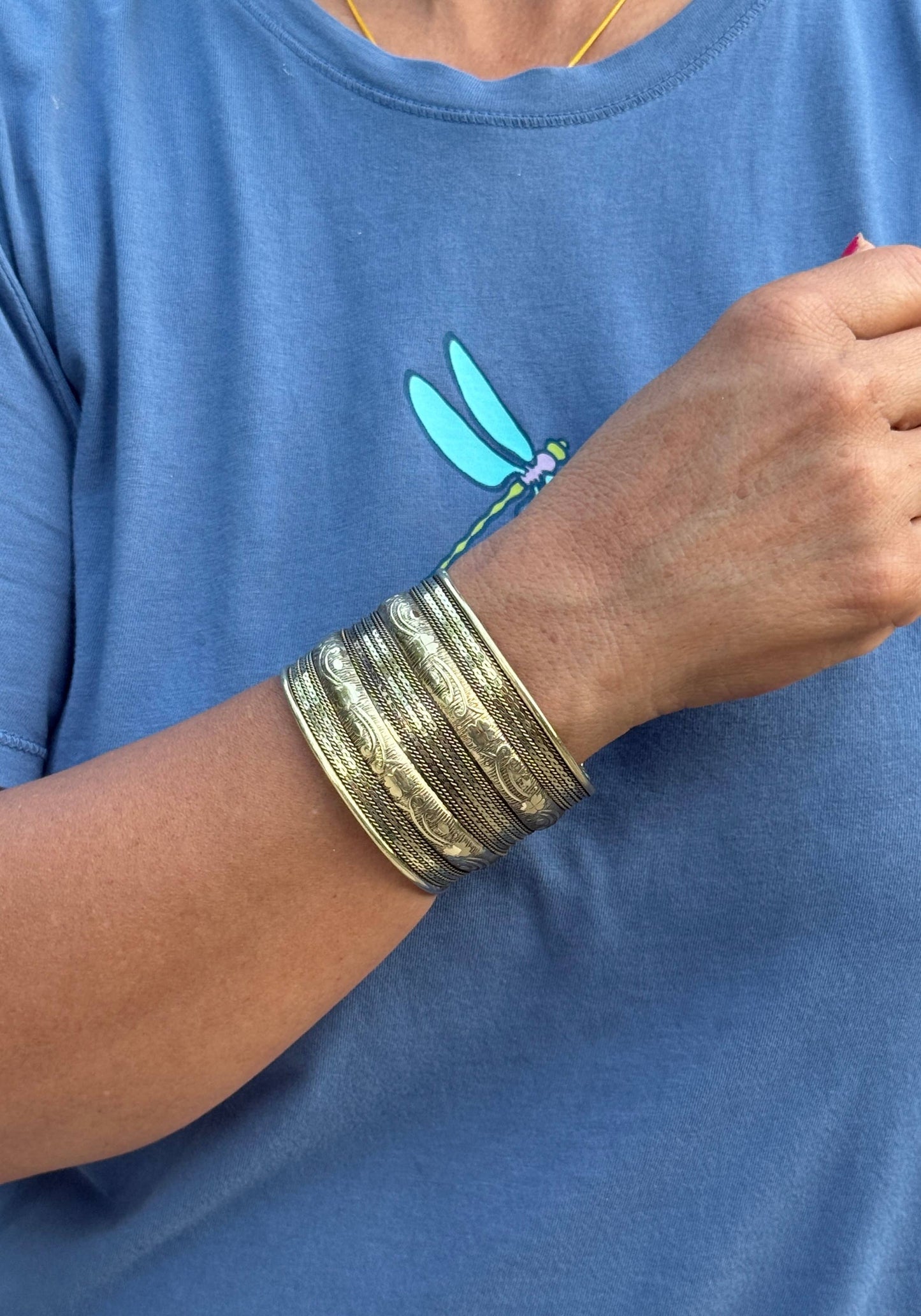 Handcrafted Floral Cuff Bracelet Bohemian Hippie Ethnic
