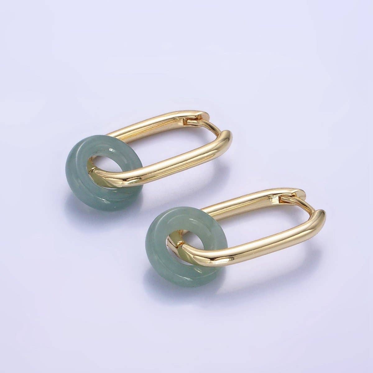 14K Gold Filled Jade Donut 20mm Oblong Hoop Earrings | AE515