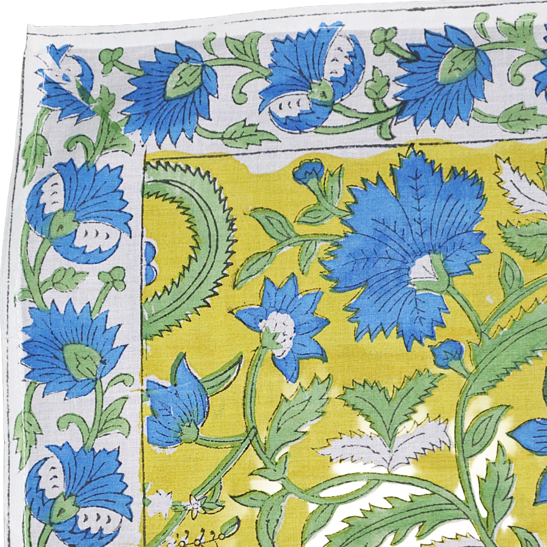 Blue Lotus Trail - Block Printed Cotton Band (KK1542)