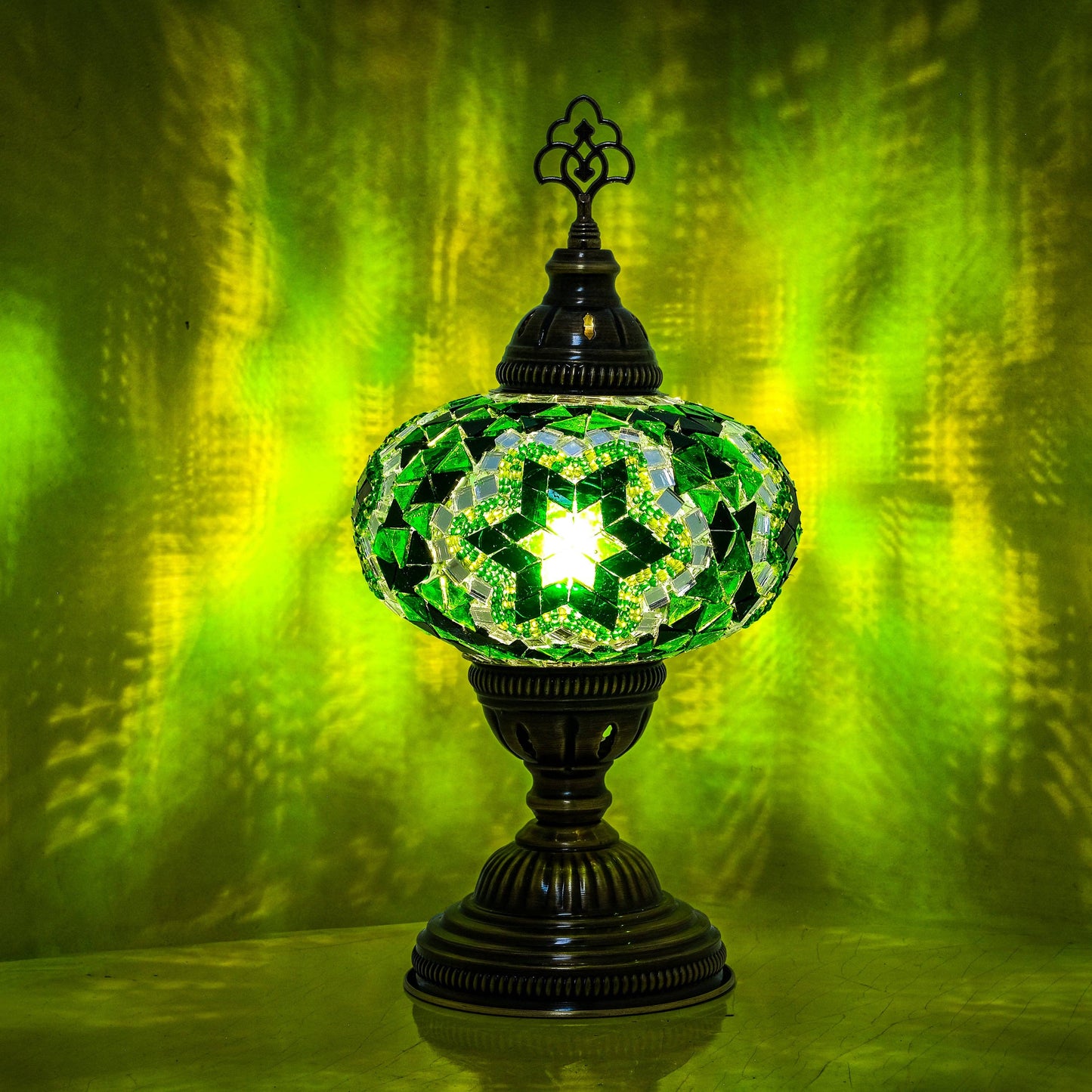Handmade Turkish Mosaic Table Lamp Green