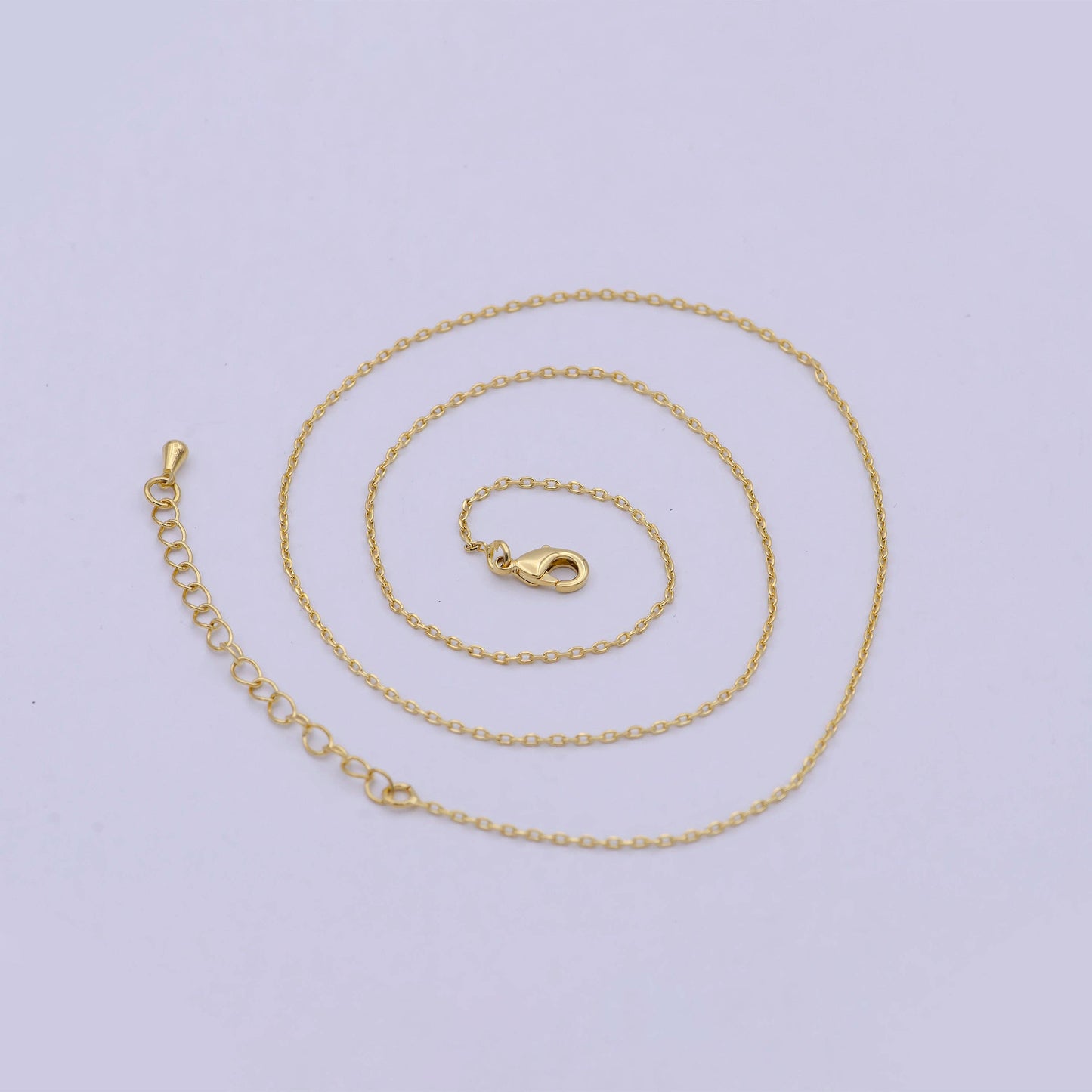 Clearance Pricing BLOWOUT | 24K Gold Filled 1.5mm Dainty Cable 18 Inch Layering Chain Necklace w. Extender | WA-792