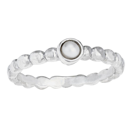 Skipping Stones Sterling Silver Ring with Round Pearl