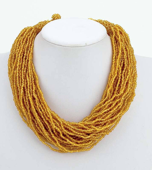 18" Gold Multi-Strand Beaded Necklace