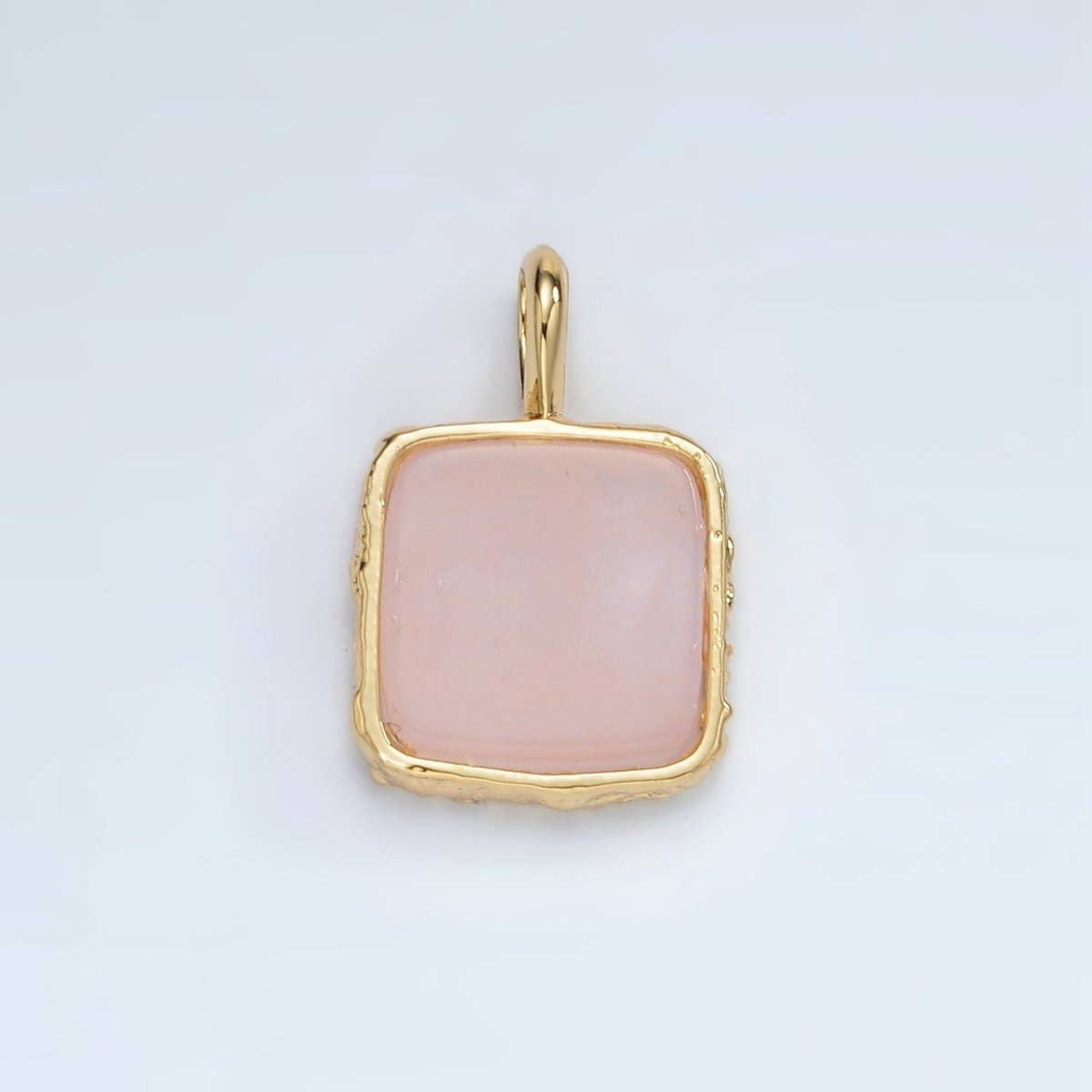 24K Gold Filled 18mm Square Natural Gemstone Foil Pendant | AA1358-AA1364