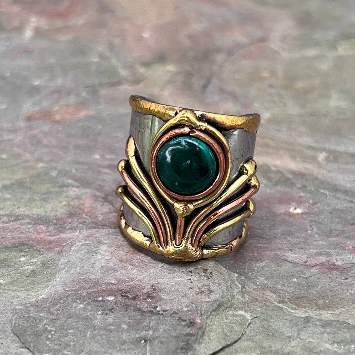 12 Pack- Mixed Metal Cuff Rings with Single Stone in a box
