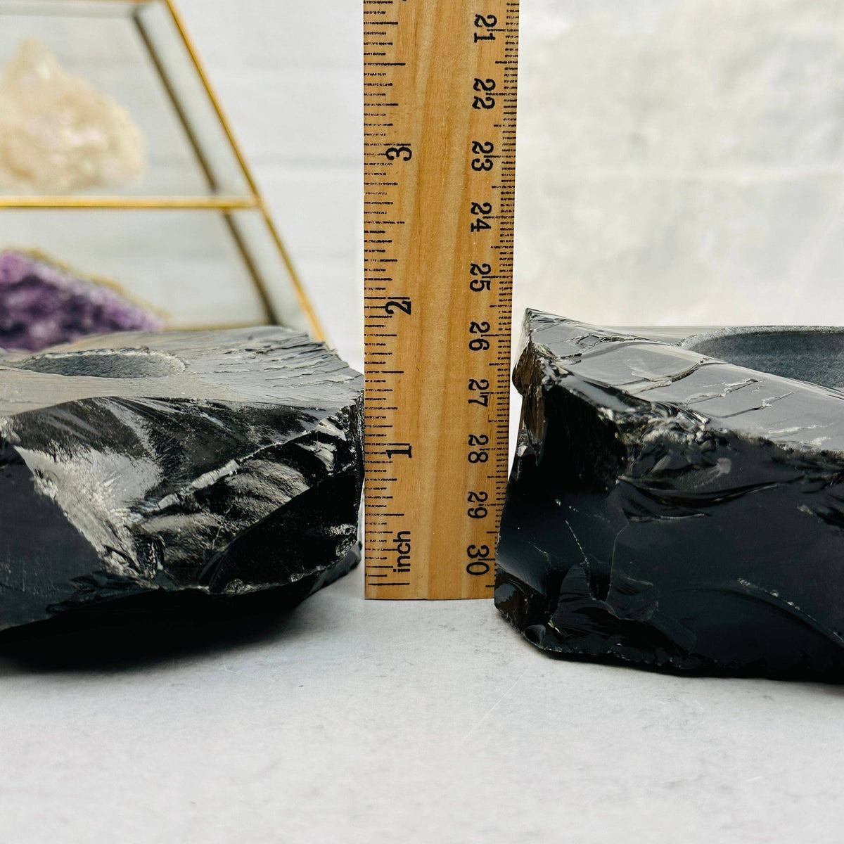 Crystal Obsidian Votive Tea Light Candle Holder