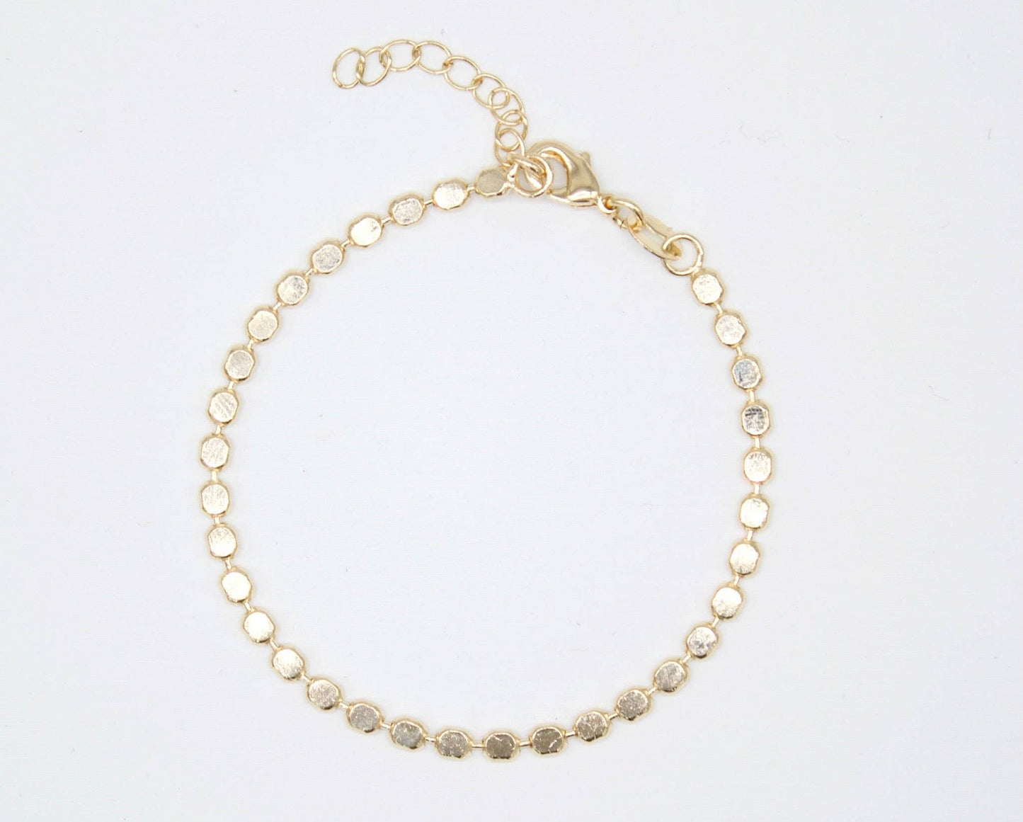 18K Gold Filled Flat Ball Disc Bracelet (I374)
