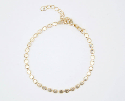 18K Gold Filled Flat Ball Disc Bracelet (I374)
