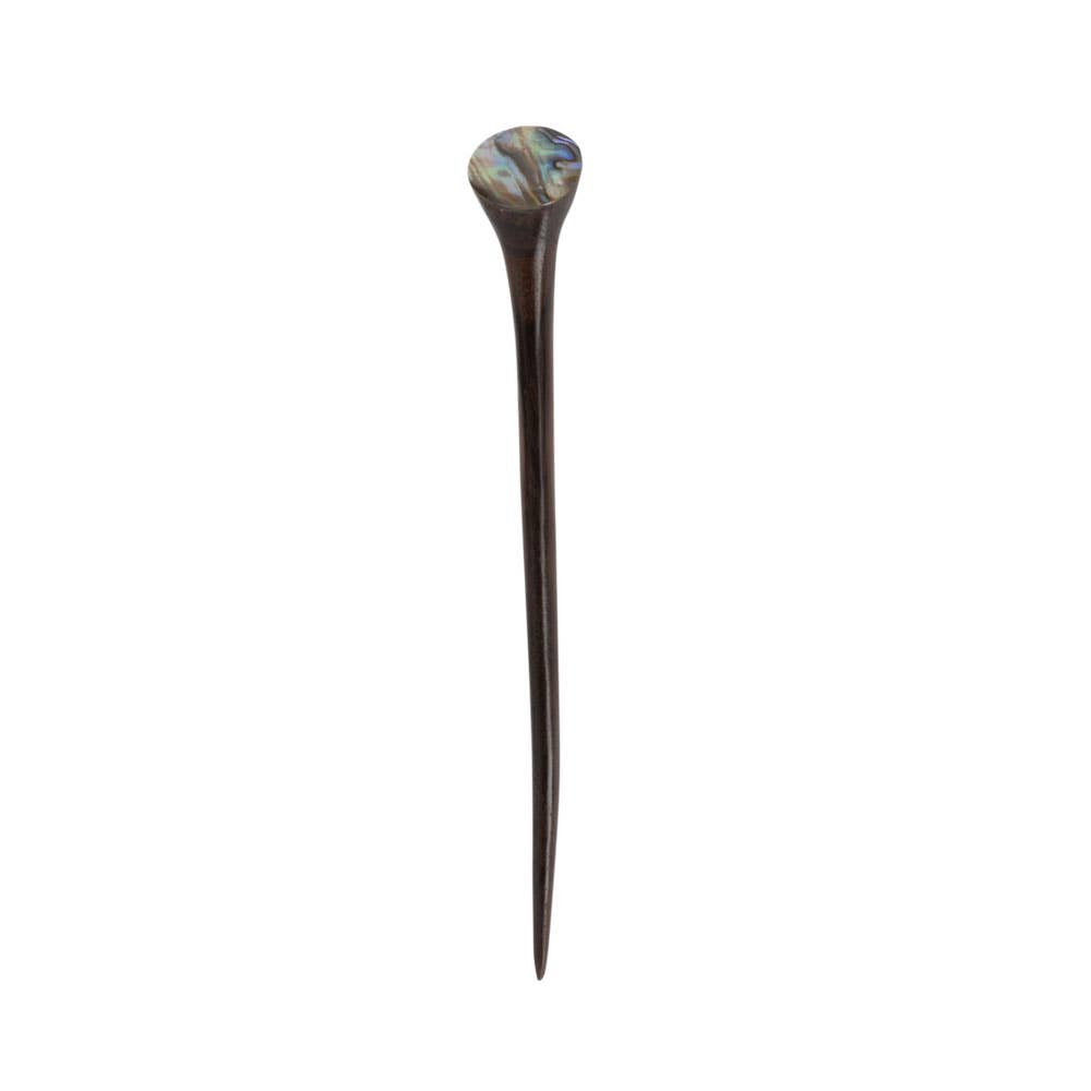 ABALONE/WOOD HAIR PIN