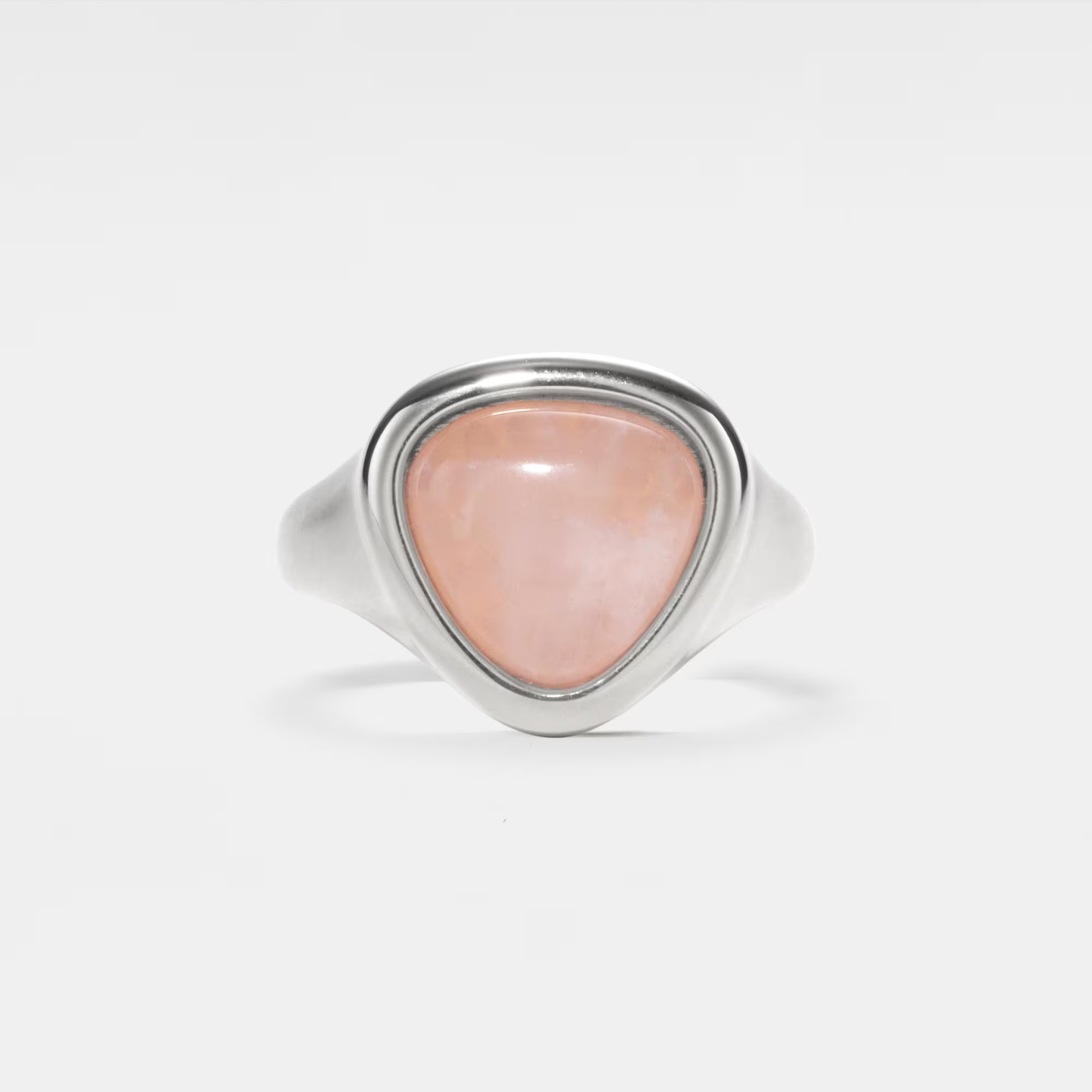 Pink Rose Quartz Natural Crystal Ring