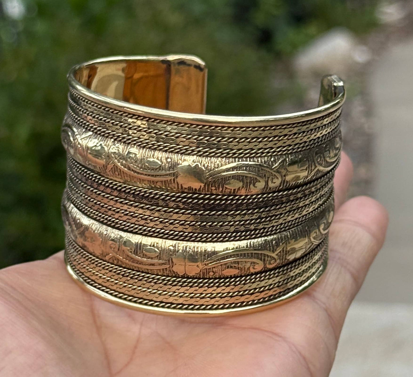 Handcrafted Floral Cuff Bracelet Bohemian Hippie Ethnic