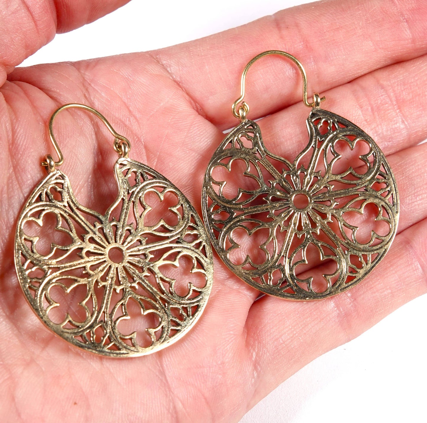 Circular floral pattern Earrings of Golden and Silver Color
