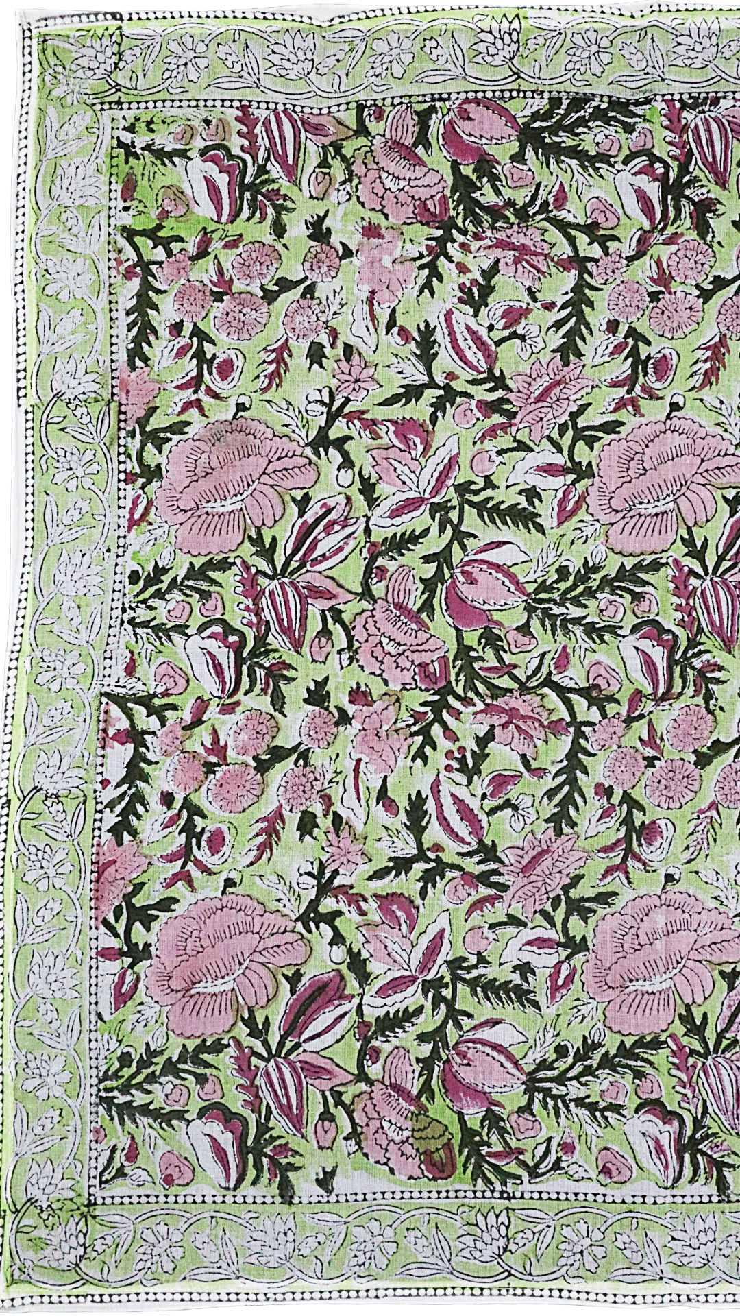 Spring Rose Garden - Block Printed Cotton Bandana (KK1556)