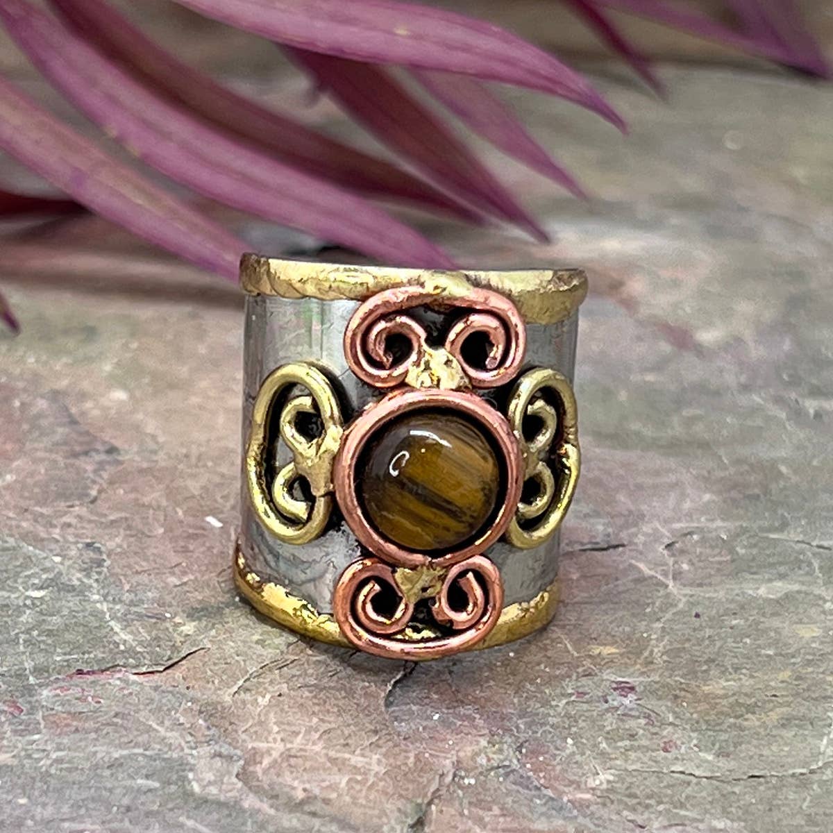12 Pack- Mixed Metal Cuff Rings with Single Stone in a box