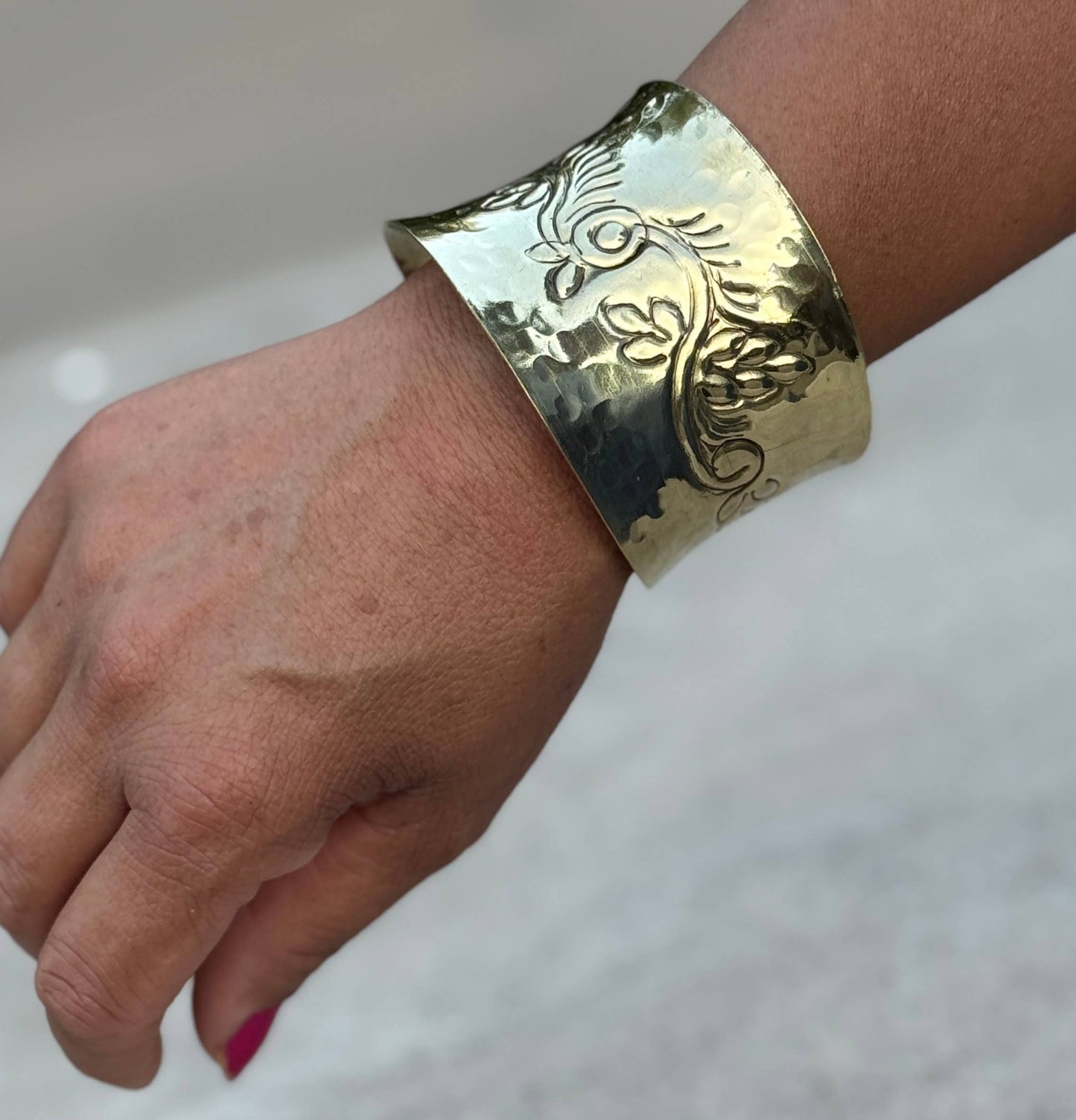 Handcrafted Floral Cuff Bracelet Bohemian Hippie Ethnic