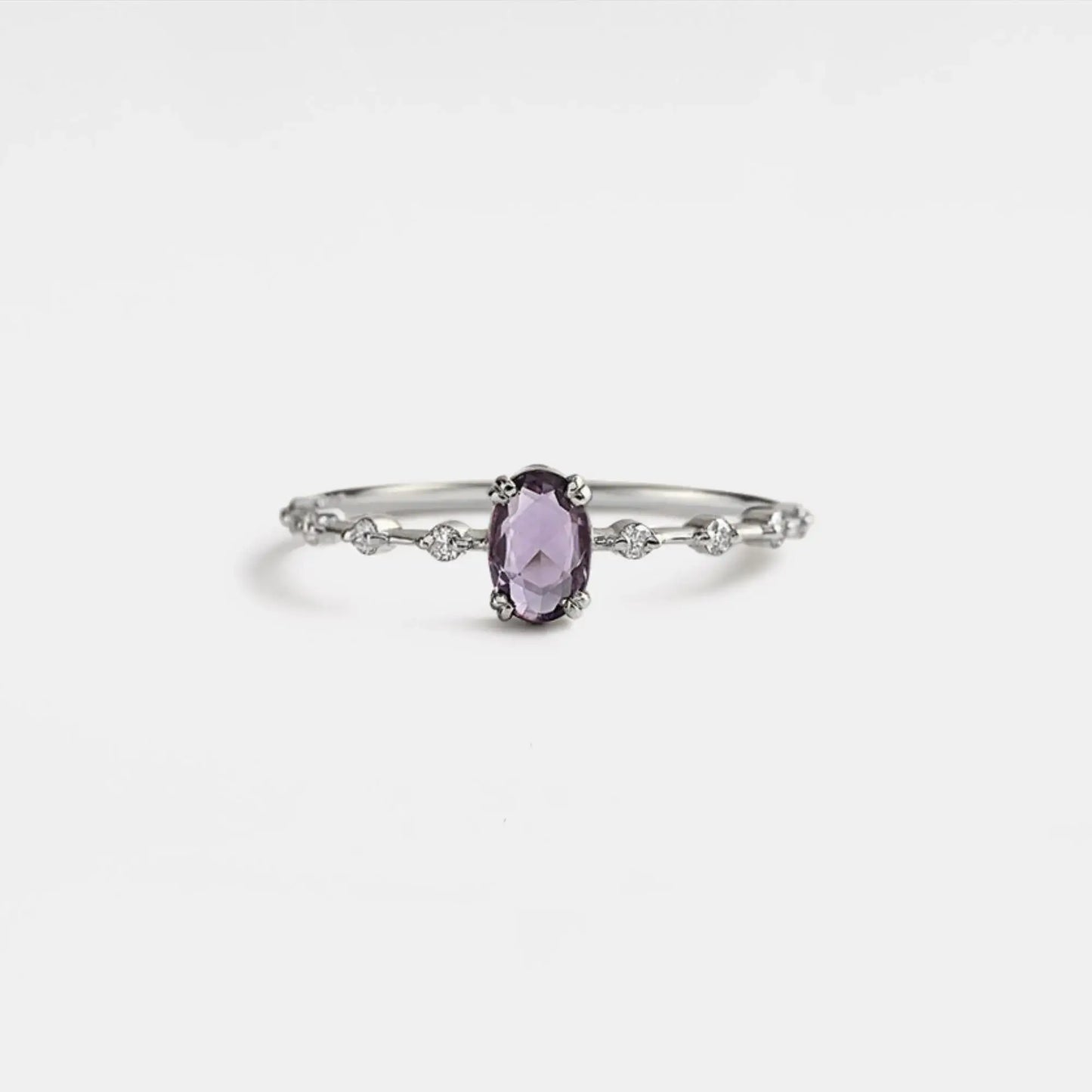 Oval Cut Natural Amethyst Ring