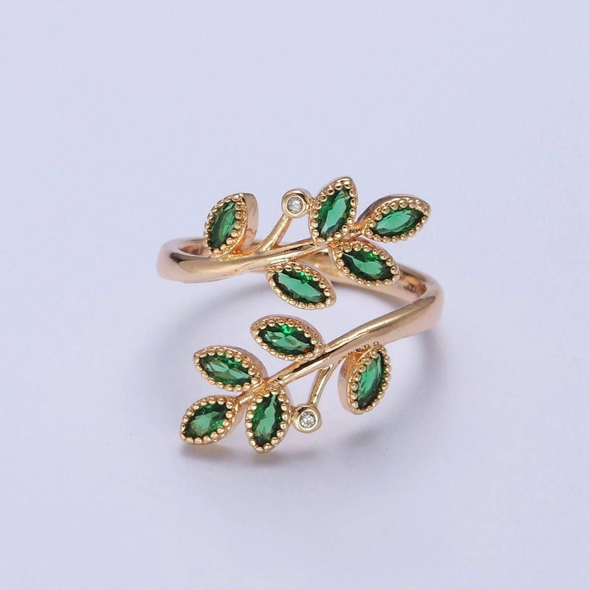 JRI, GF Olive Leaf CZ Ring, Adj