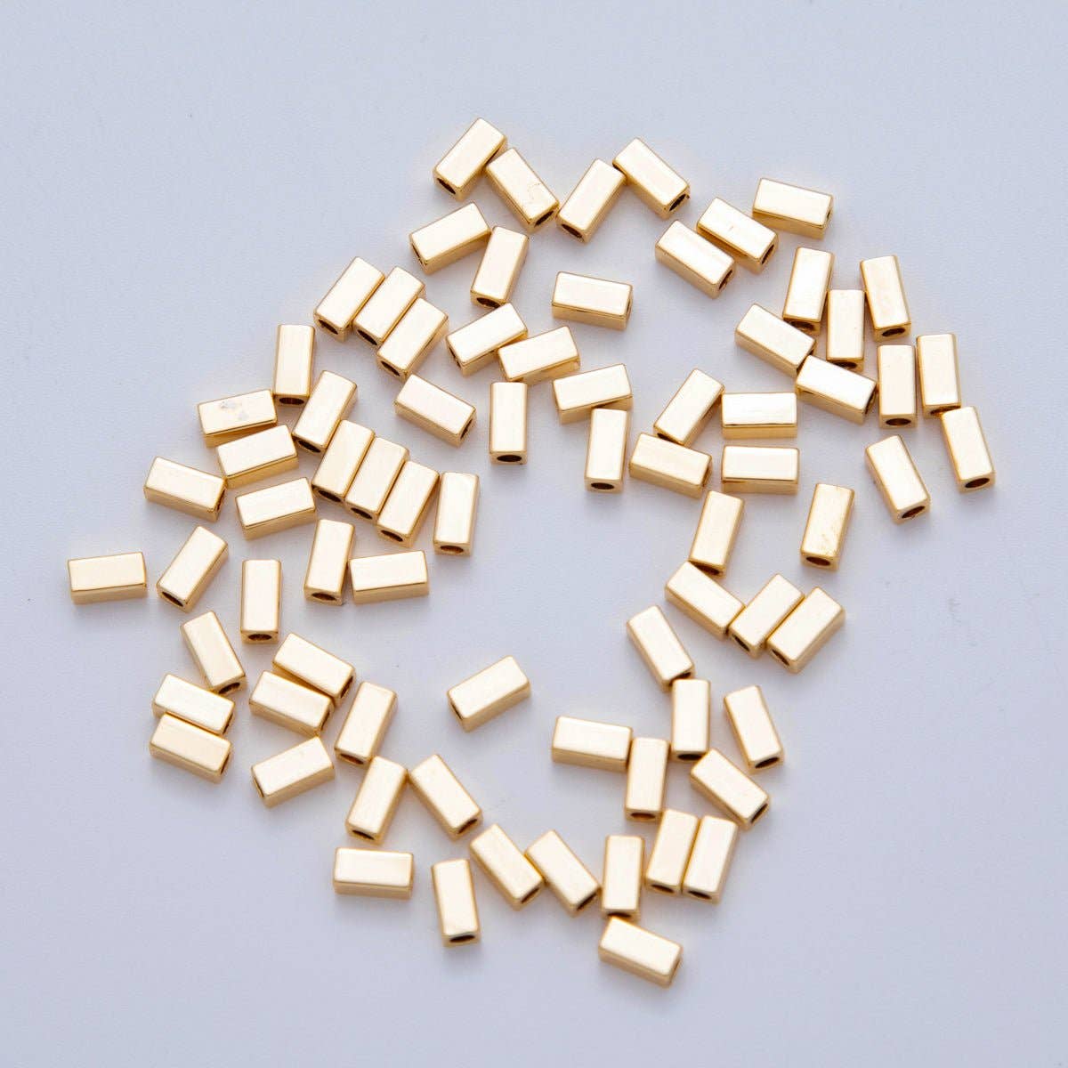 18K Gold Filled 2.5mm Thin Rectangular Bead Spacer Set by 10 Pieces | B750