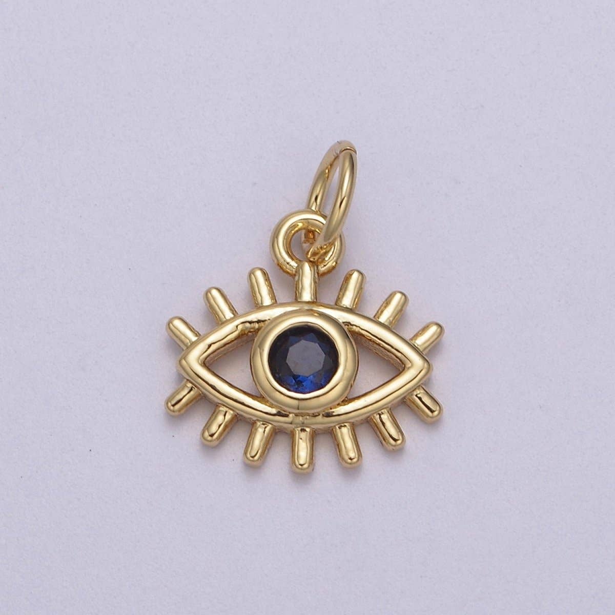 Mini Cubic Gold Evil Eye Charm Micro Pave CZ Dark Blue Eye Jewelry N-877