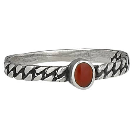 Ochre Twist Carnelian Sterling Silver Braid Ring