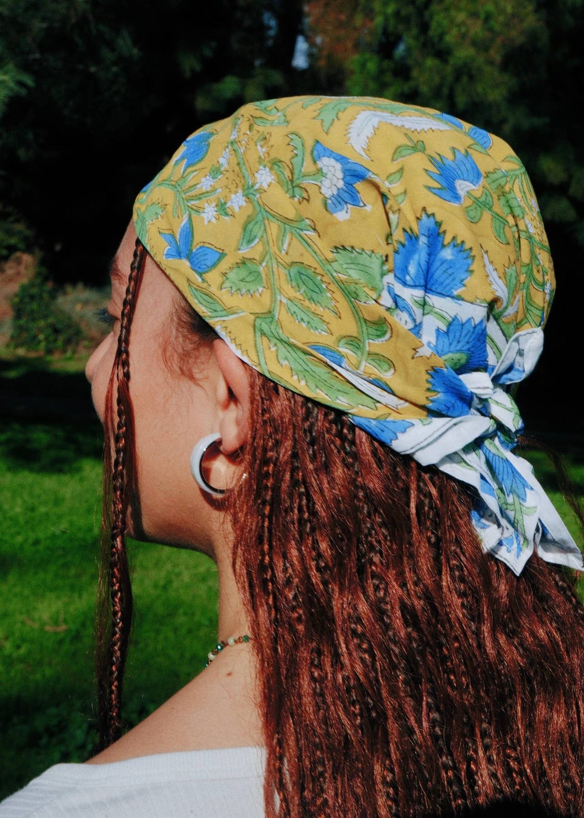 Blue Lotus Trail - Block Printed Cotton Band (KK1542)