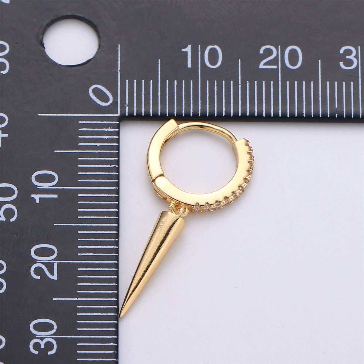 Gold Filled Spike Earrings, Single Spike Hoop Earrings K-354