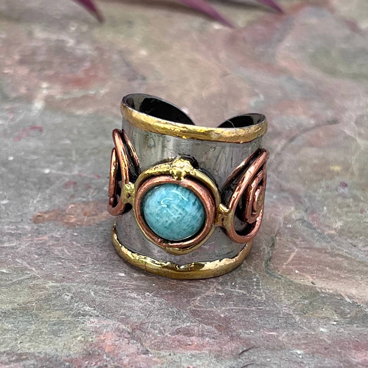12 Pack- Mixed Metal Cuff Rings with Single Stone in a box
