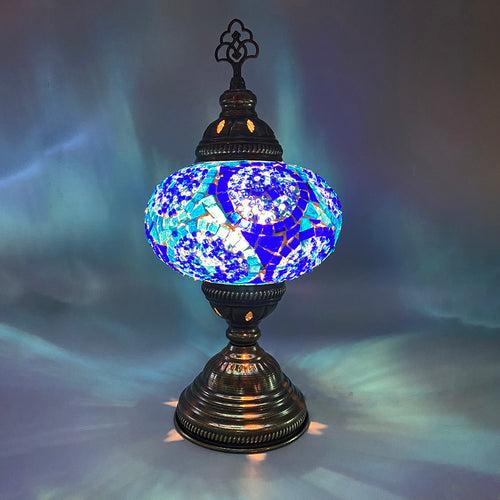 Hand Made Turkish Lamp, Dark/Light Blue