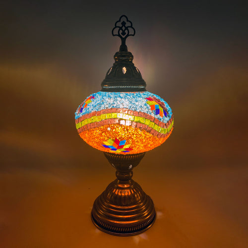 Hand Made Turkish Lamp, Blue/Orange