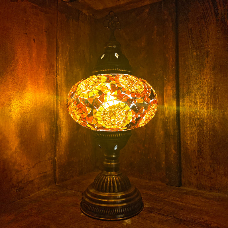 Hand Made Turkish Lamp, Brown/Gold