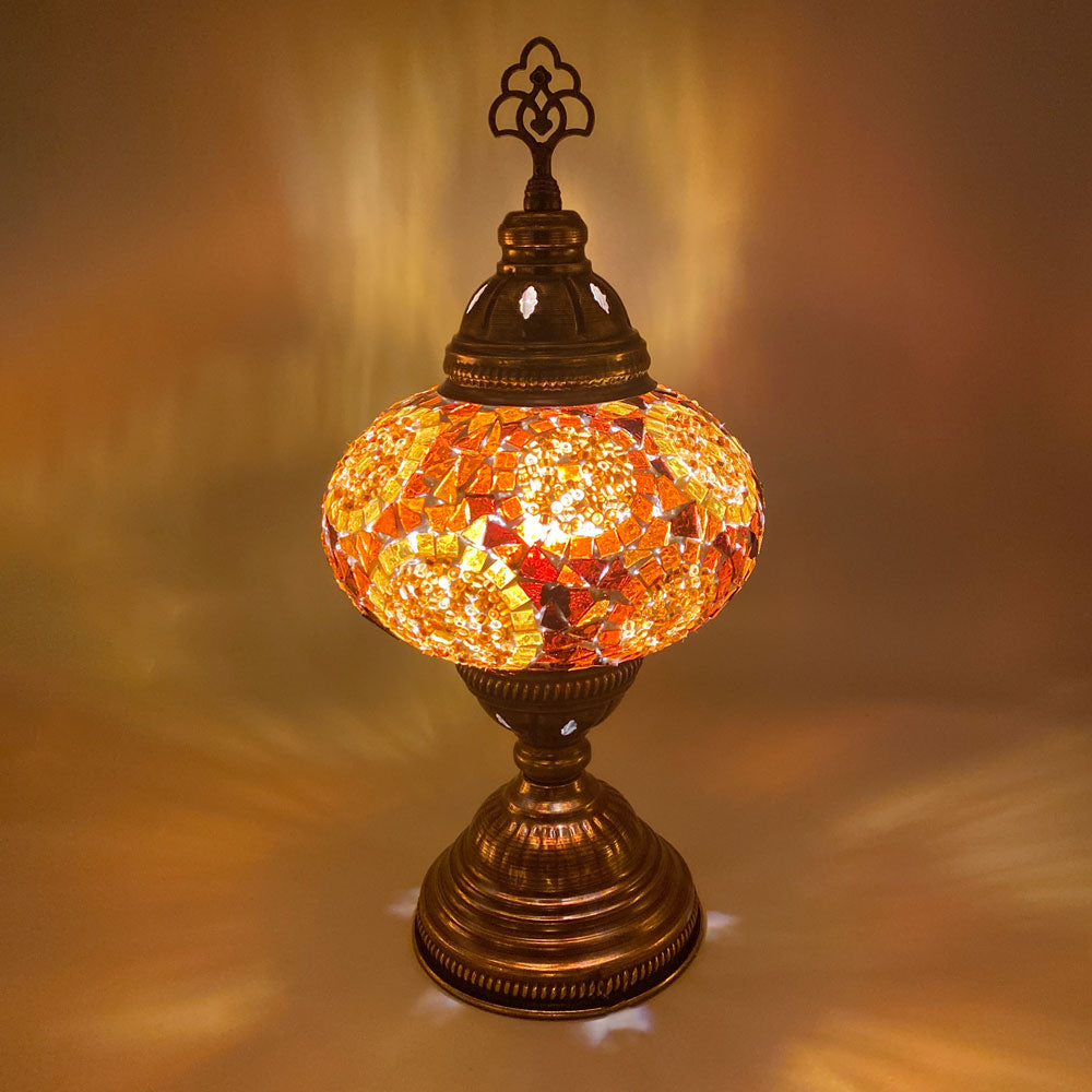 Hand Made Turkish Lamp, Brown/Gold